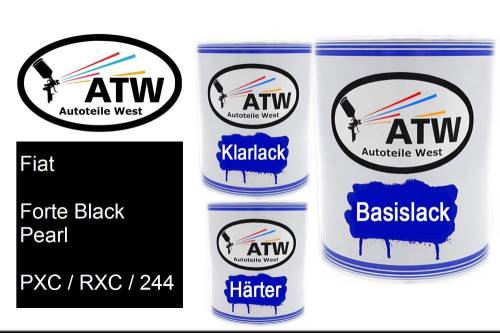 Fiat, Forte Black Pearl, PXC / RXC / 244: 1L Lackdose + 1L Klarlack + 500ml Härter - Set, von ATW Autoteile West.